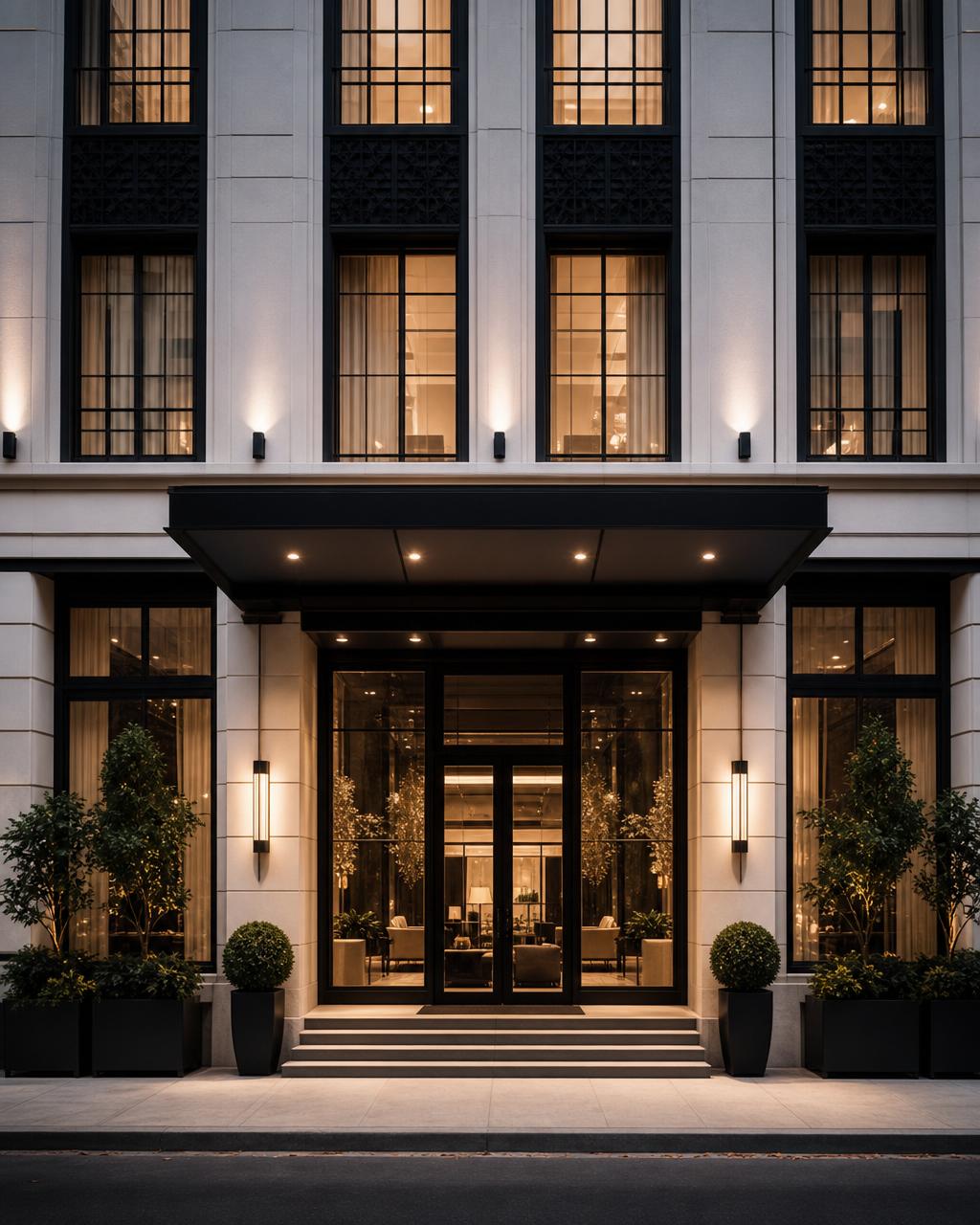 Fachada de hotel boutique urbano — activo hotelero de referencia